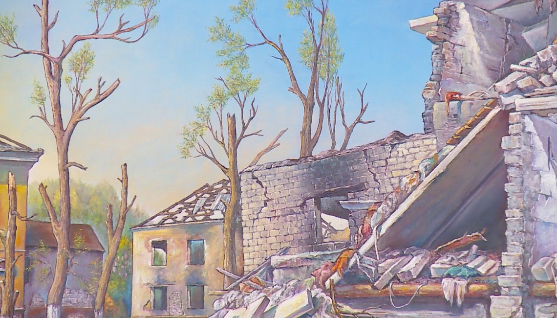 В Губернаторском доме состоялась презентация картины Сергея Гулака «Мариуполь. Весна 2022»